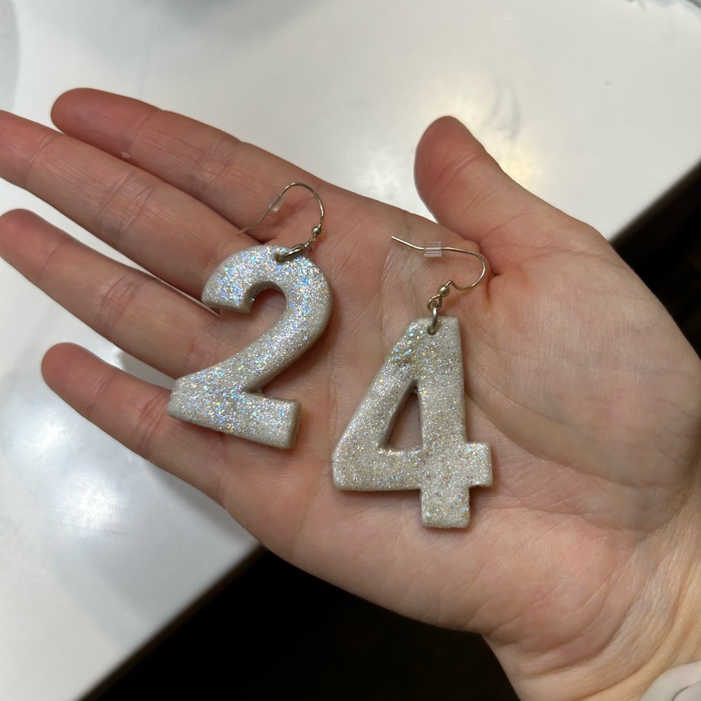 Polymer Clay Birthday Earrings 24 Sparkly